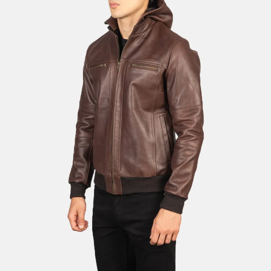 A real leather brown jacket bomber that is extremely well-made and exudes luxury. An opulent focal point that is ideal for the discriminating fashionista.