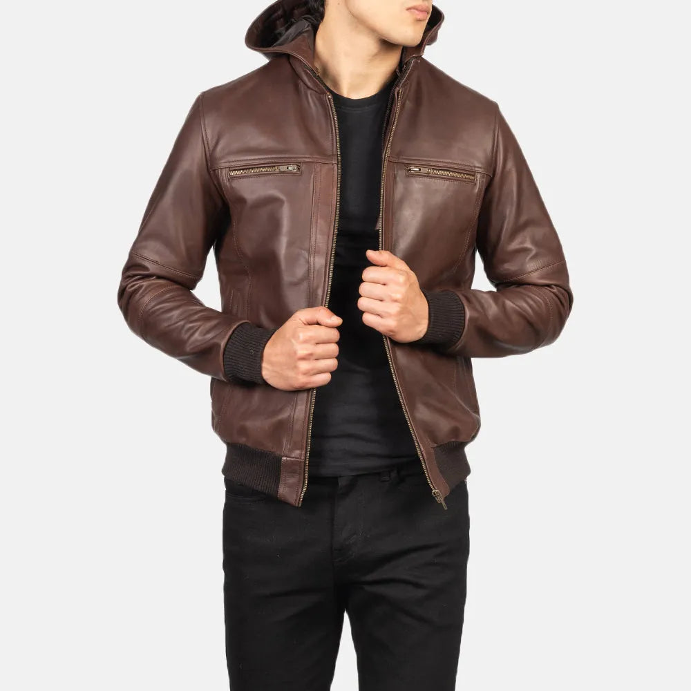 A real leather brown jacket bomber that is extremely well-made and exudes luxury. An opulent focal point that is ideal for the discriminating fashionista.