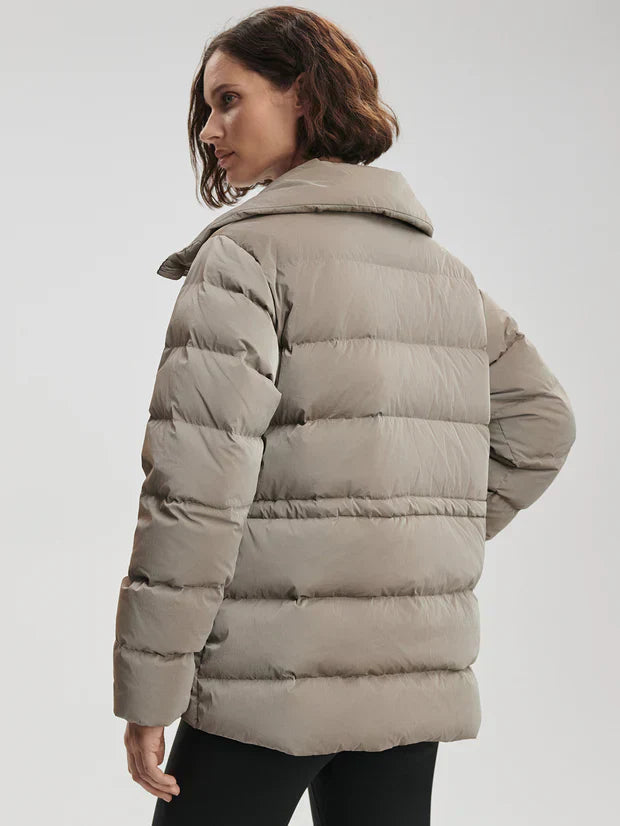 High Neck Puffer Jacket with Internal Waist Cinch