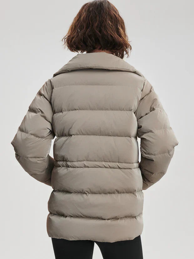 High Neck Puffer Jacket with Internal Waist Cinch